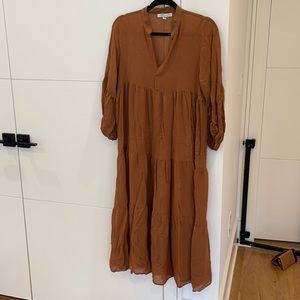 Worn once - float style ankle-length  dress with matching slip.